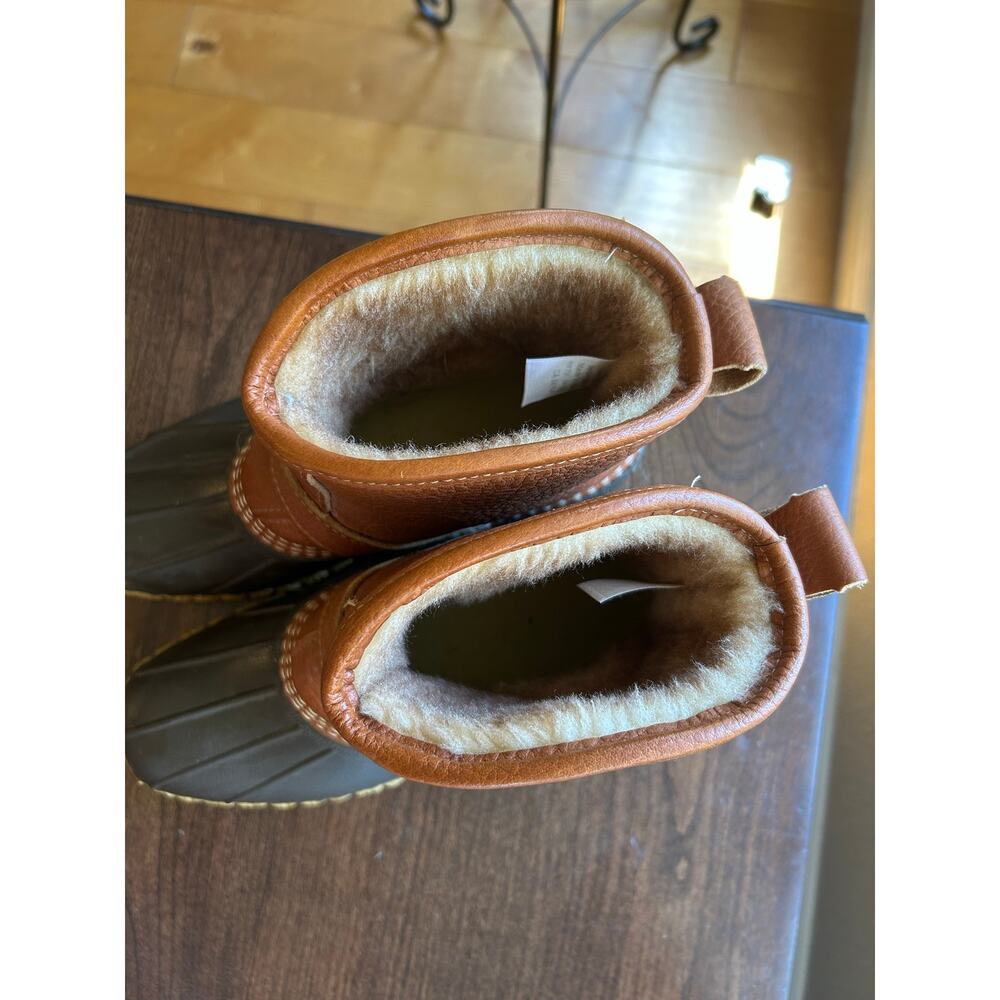 L.L. Bean Leather & sheepskin Lounger Duck Boots Sz 7 - Picture 4 of 9